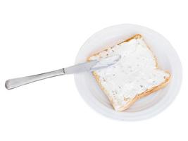 sandwich from toast and soft cheese with herbs photo