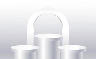Silver 3d cylinder set front view and levels vector