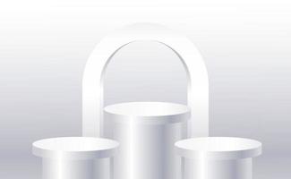 Silver 3d cylinder set front view and levels vector