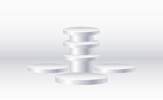 Silver 3d cylinder set front view and levels vector