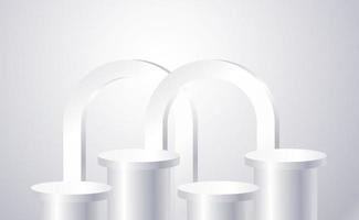 Silver 3d cylinder set front view and levels vector