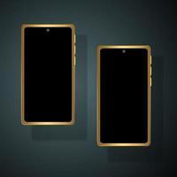 Golden phone photo frame vector