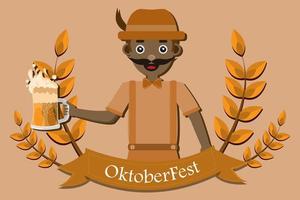 celebración del oktoberfest con alguien sosteniendo un vaso de cerveza en alemania vector