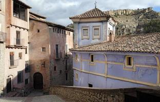 Beautiful old architecture and buildings in the mountain village of Albarracin, Spain photo