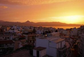 Beautiful sunset in Heraklion, Crete, Greece photo