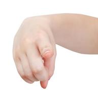 vista frontal del dedo índice - gesto de la mano foto