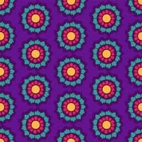 A pattern of flowers in the retro style of the 70s. Good vibes multi-colored picture. Vector illustration