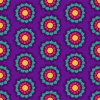 A pattern of flowers in the retro style of the 70s. Good vibes multi-colored picture. Vector illustration