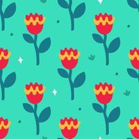 A pattern of flowers in the retro style of the 70s. Good vibes multi-colored picture. Vector illustration