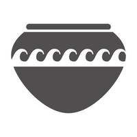 silueta de jarrón griego. olla antigua con patrón de meandro. ilustración de glifo. loza de barro cerámico. vector. vector