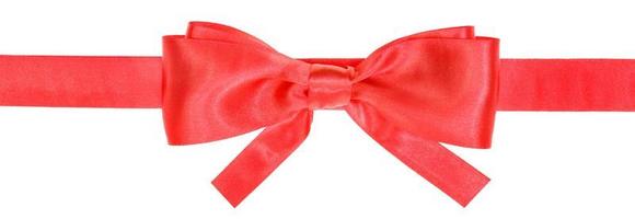 red ribbon and real bow with square cut ends photo