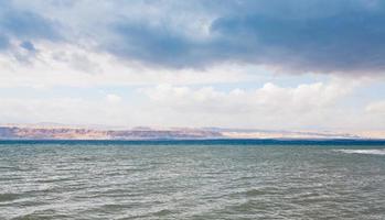 Dead Sea in cloudy day photo