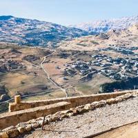 above view of suburbs of Al-Karak town in winter photo