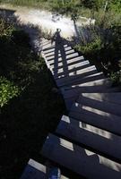 A very long shadow of a person on a flight of stairs photo