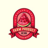 farm product fruit vintage vector template. natural organic fruits garden retro illustrations in badge patch emblem style.