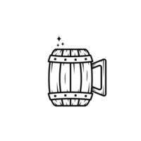 sparkling wooden mug icon on white background. simple, line, silhouette and clean style. black and white. suitable for symbol, sign, icon or logo vector