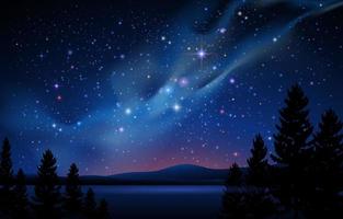Beautiful Night With Milky Way Background vector