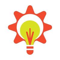 yellow light bulb, inside a red didi wheel circle logo icon vector