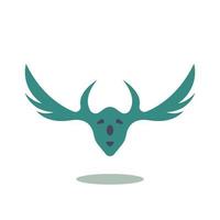 winged and horned head logo icon vector