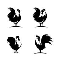 set premium Rooster black design vector