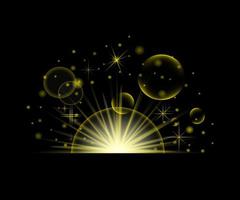 shining stars with glow effect and sparks vector illustration isolated on black background