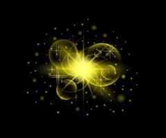 shining stars with glow effect and sparks vector illustration isolated on black background