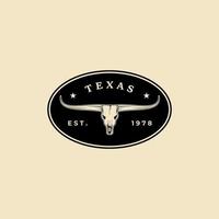 diseño de ilustración de símbolo de vector vintage de logotipo de insignia de cuerno largo de texas