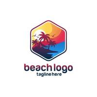 plantilla de vector de diseño de logotipo de playa