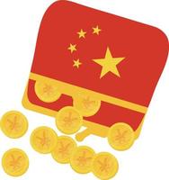 dibujado a mano de vector de bandera de china, dibujado a mano de vector de renminbi