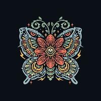 Colorful vintage tattoo style butterfly illustration vector