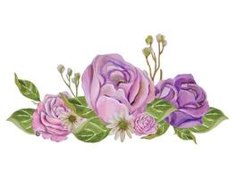 pink rose watercolor bouquet vector