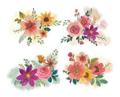 watercolor flower bouquet vector