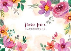 watercolor flower frame background vector