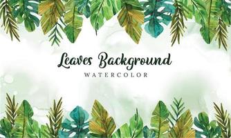 watercolor leaves banner template vector