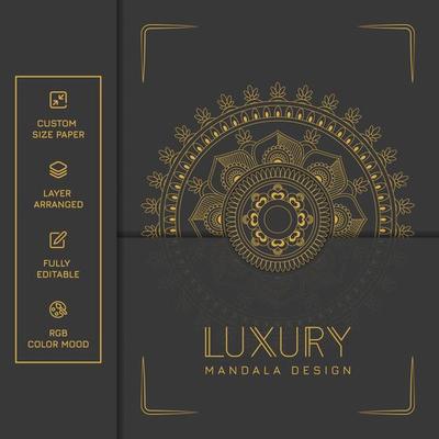 Luxury gold mandala ornate background for wedding invitation, book cover. Arabesque Islamic background Pro Vector. Ethnic Mandala Round Ornament Pattern Vector. Decorative mandala design.