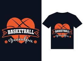 ilustraciones de abuelos de baloncesto para el diseño de camisetas listas para imprimir vector