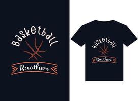 ilustraciones de hermanos de baloncesto para el diseño de camisetas listas para imprimir vector