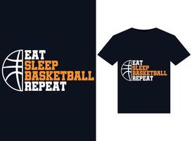 Eat Sleep Basketball Repeat illustrations for the print-ready T-Shirts design vector