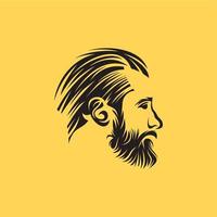 Ilustración de vector de diseño de logotipo de hombre de barba