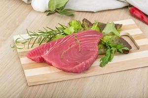 Raw tuna steak photo