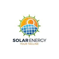 Sun solar energy logo design template. solar panel tech sign symbol. vector