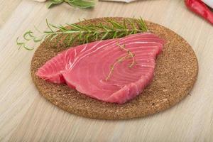 Raw tuna steak photo