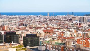 above view of urban houses in Barcelona city photo