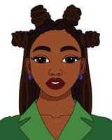 African black woman Bantu knots hairstyle modern afro girl hairstyle vector coloring illustration