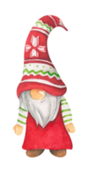 Watercolor illustration of cute christmas gnome. png