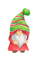 Watercolor illustration of cute christmas gnome. png