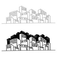 hand drawn Cityscape illustration in doodle style vector