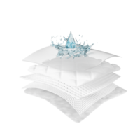 3d ventilate shows water splash transparent for diapers, synthetic fiber hair absorbent layer with sanitary napkin, transparent film baby diaper adult concept, isolated, 3d render png