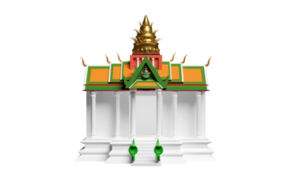 3d thai temple, castle with giant head and snake isolated. 3d render illustration