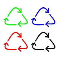 hand drawn recycling icon in doodle style vector